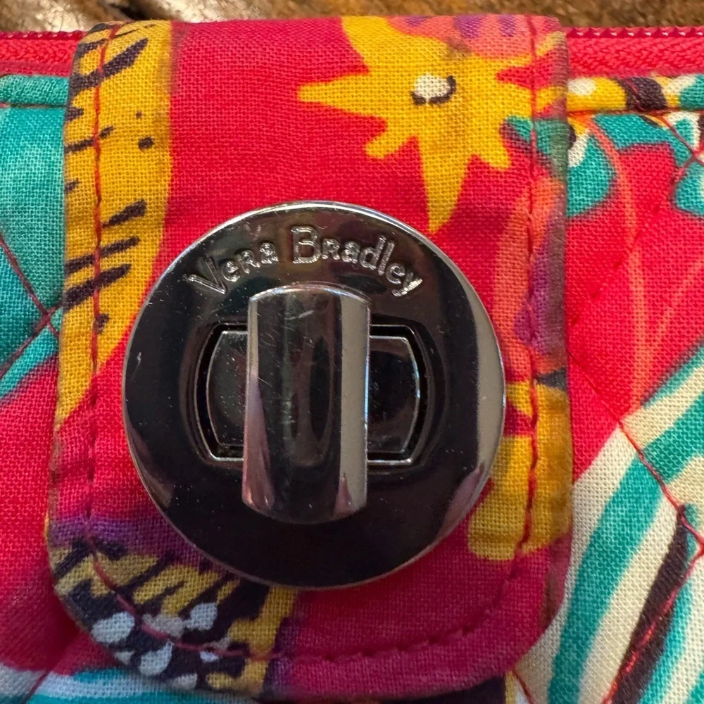 Vera Bradley Multicolor Patterned Wallet Red/turquoise metal clip Never used